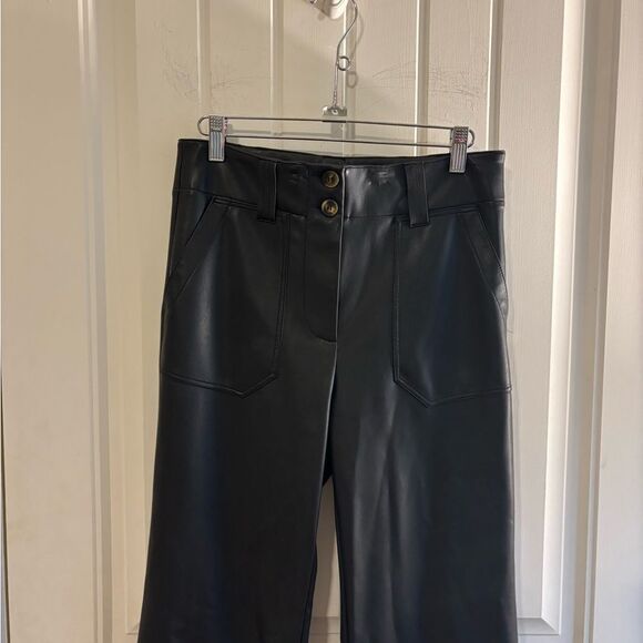 Anthropologie Maeve Flare leg Pants Faux Leather High-Waisted - Picture 8 of 12